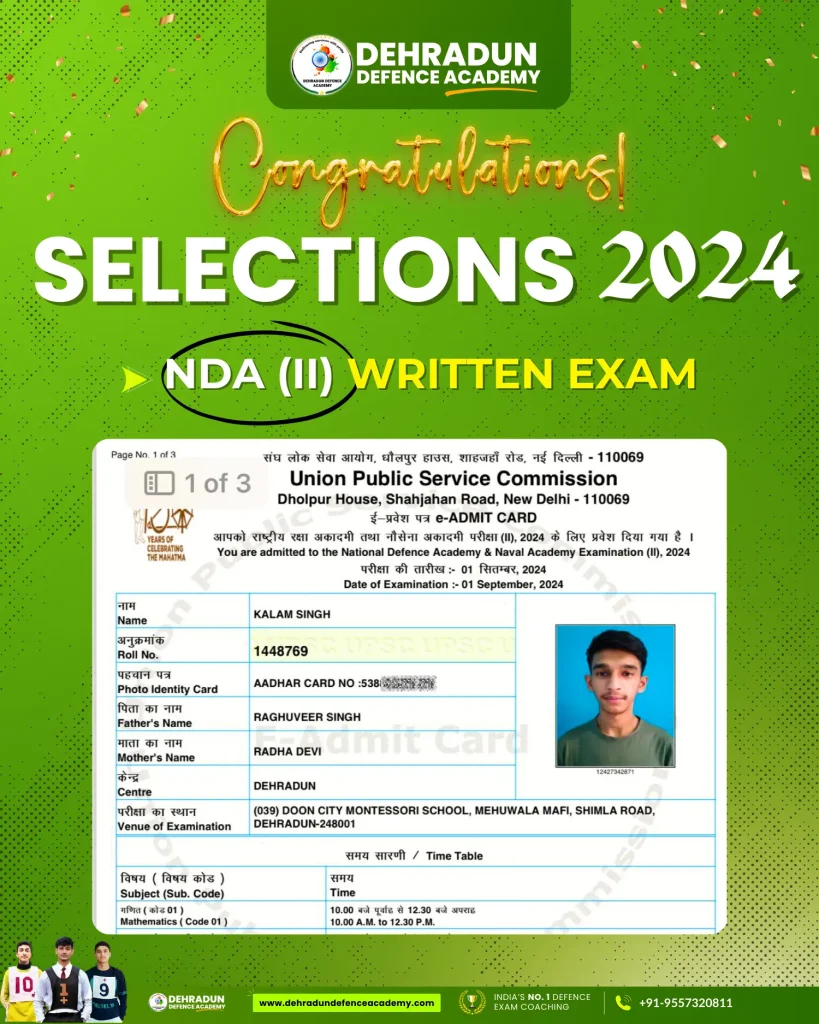 NDA(II) 2024 Written Exam Selection
